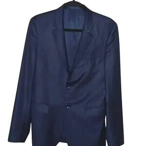 Theory Navy Blue Pinstriped Sport/Suit Coat Two Button Wool - 36R